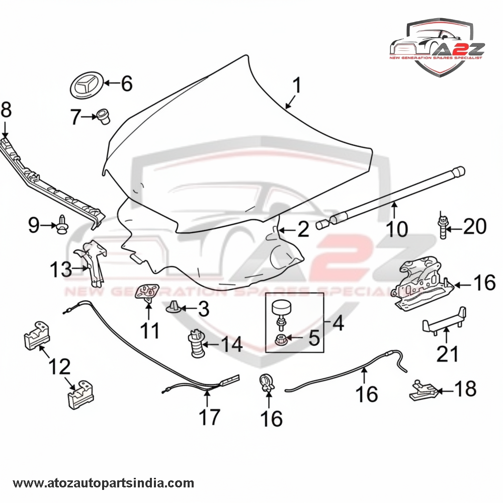 Bonnet Hood Spring Set Left 2048800127 & Right 2048800227 Compatible with MERCEEDES BENZ C-CLASS W204 & E-CLASS W212