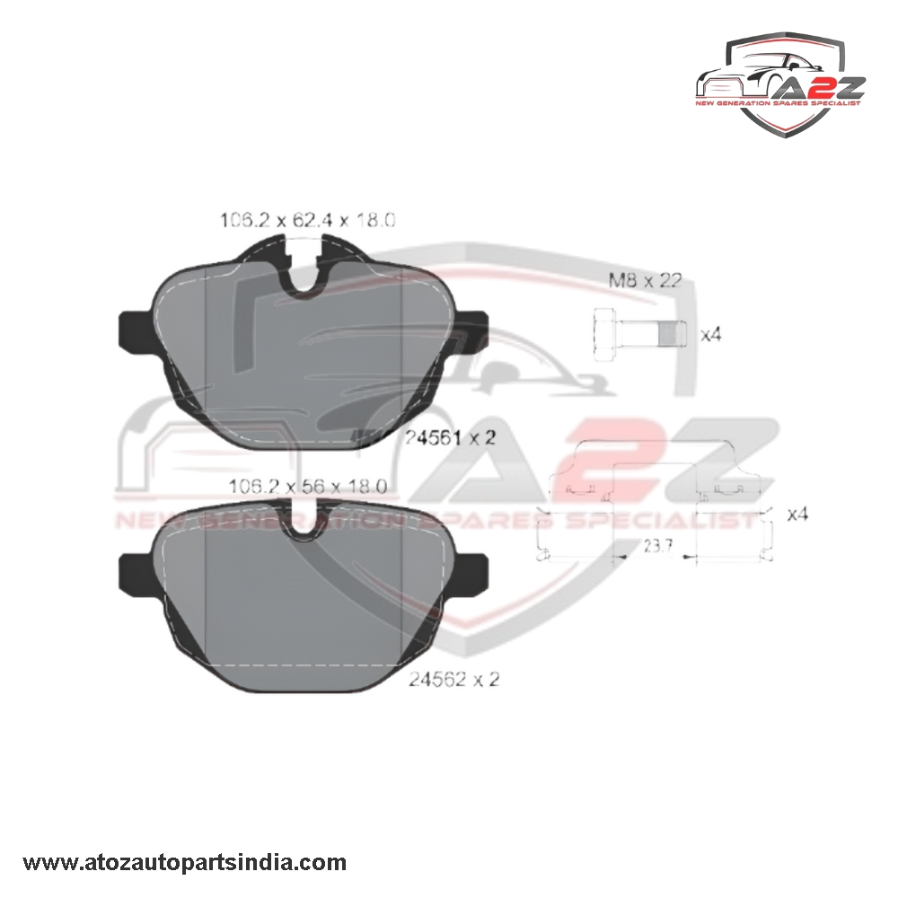 Rear Brake Pad 34216796741 2456101 P06064 Compatible With BMW 5 Series F10 G30  & X3 F25 & Z4 Roadster E89