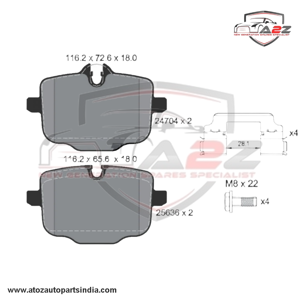 Rear Brake Pad 34216870552 2470401 P060101 Compatible With BMW 3 Series G20 G80 G28 & 5 Series G30 F90 & 6 Series Gran Turismo G32 & 7 Series G11 G12