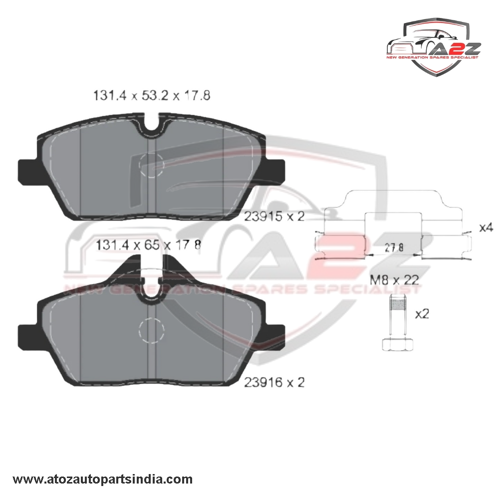 Front Brake Pad 34116772892 2391503  P06034 Compatible With MINI COOPER F55 & MINI F56
