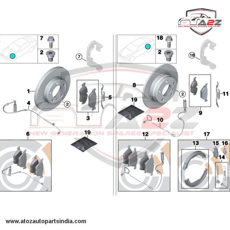 Front Brake Pad Wear Sensor 34356789492 34356759917 34356764298 34356768595 34356776421 6768595 6776421 6789492 Compatible With BMW 5 Series E60 & 6 Series E63
