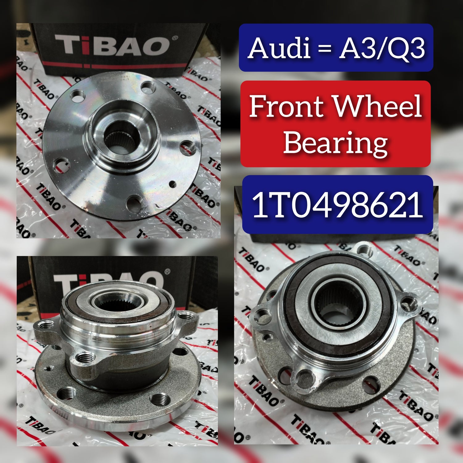Front Wheel Hub 1T0498621 8V0498625A 1K0407621C 1K0407621D 1K0407621F 1T0498621 3C0498621 5K0498621 8J0598625 8X0498625 Compatible With AUDI Q3 8UB, 8UG & TT 8J3