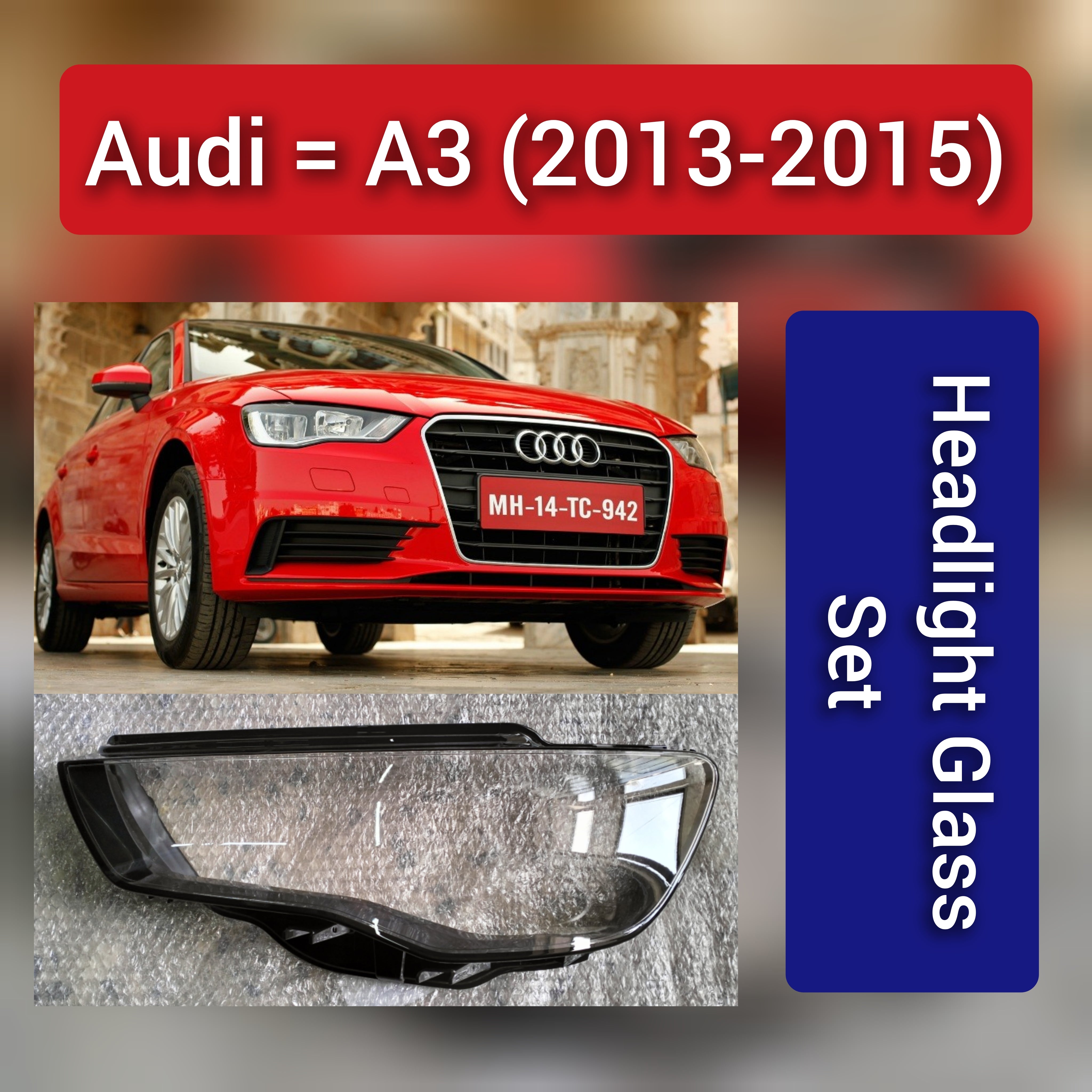 Front Headlight Glass Compatible with  Audi A3 2013-2015.
