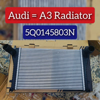 Radiator 5Q0145803N Compatible With AUDI A3 Convertible (8V7, 8VE) | A3 / S3 &  A3 Limousine (8VS, 8VM) | A3 /S3 &  Q2 (GAB, GAG) &  Q3 Sportback (F3N)