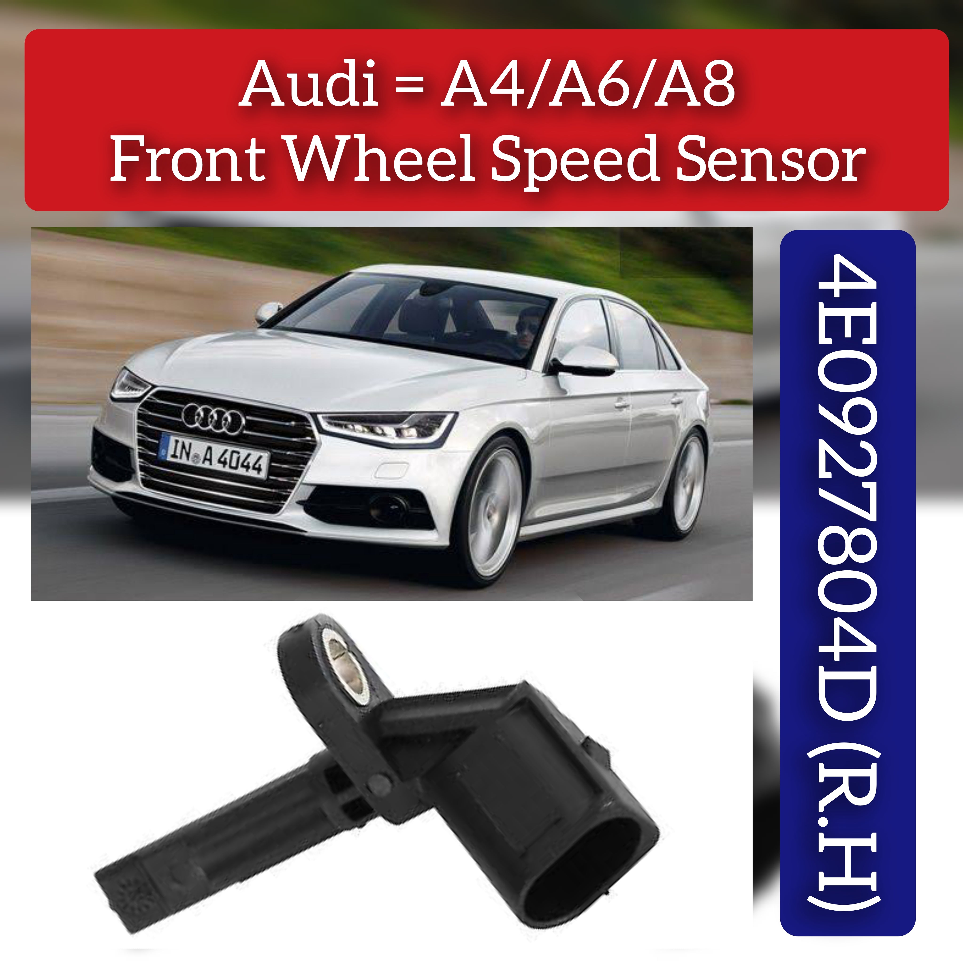 Front Right ABS Wheel Speed Sensor 4E0927804F 4E0927804D Compatible With AUDI A4 B8  & A5 & A6 C6 4F & A6 C7 4G2 &  A8 D3 4E2 & A8 D4 4H2 & Q5 8RB