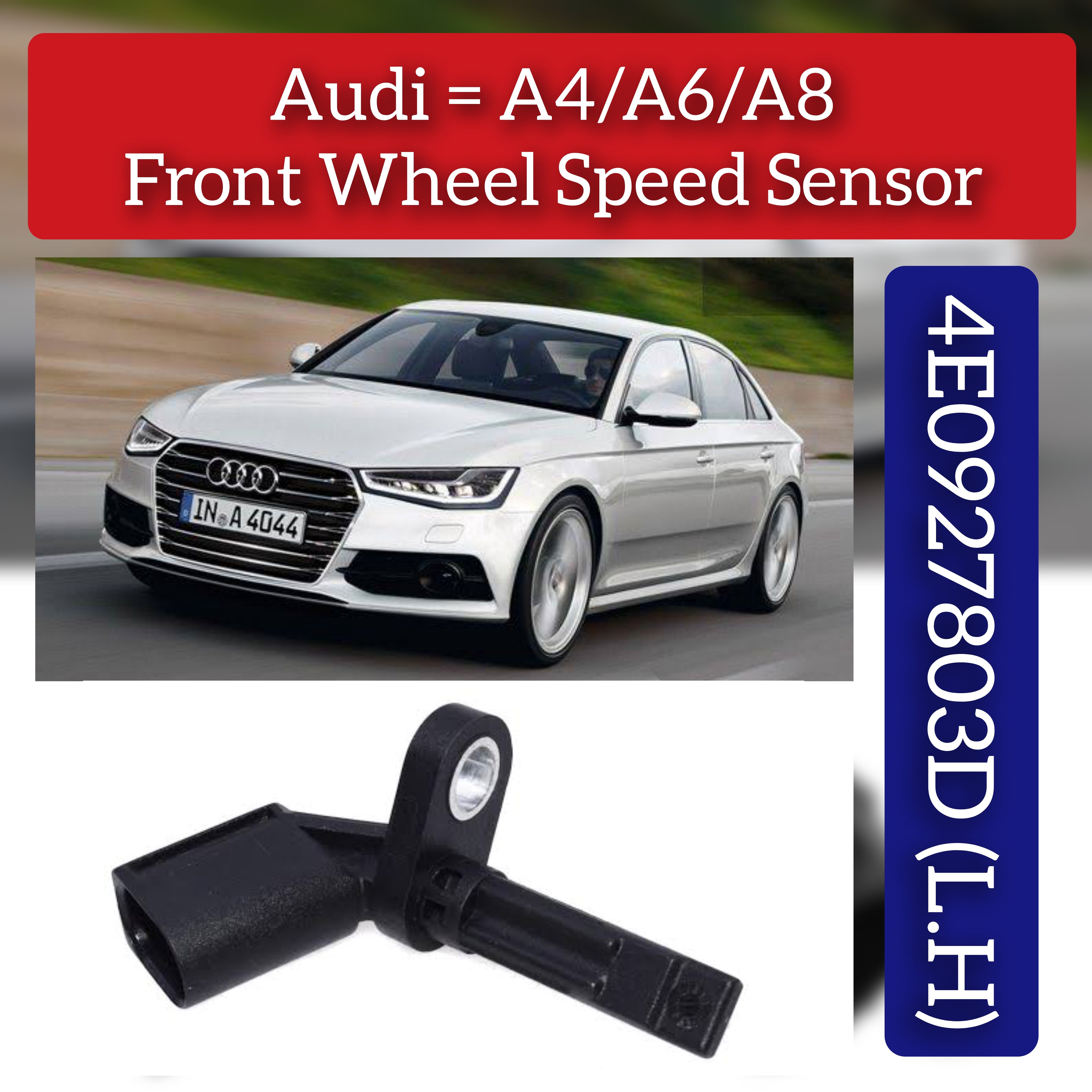 Front Left ABS Wheel Speed Sensor 4E0927803A 4E0927803D 4E0927803F Compatible With AUDI A4 B8 & A5 & A6 C6 4F & A6 C7 4G2 & A8 D3 4E2 & A8 D4 4H2 & Q5 8RB