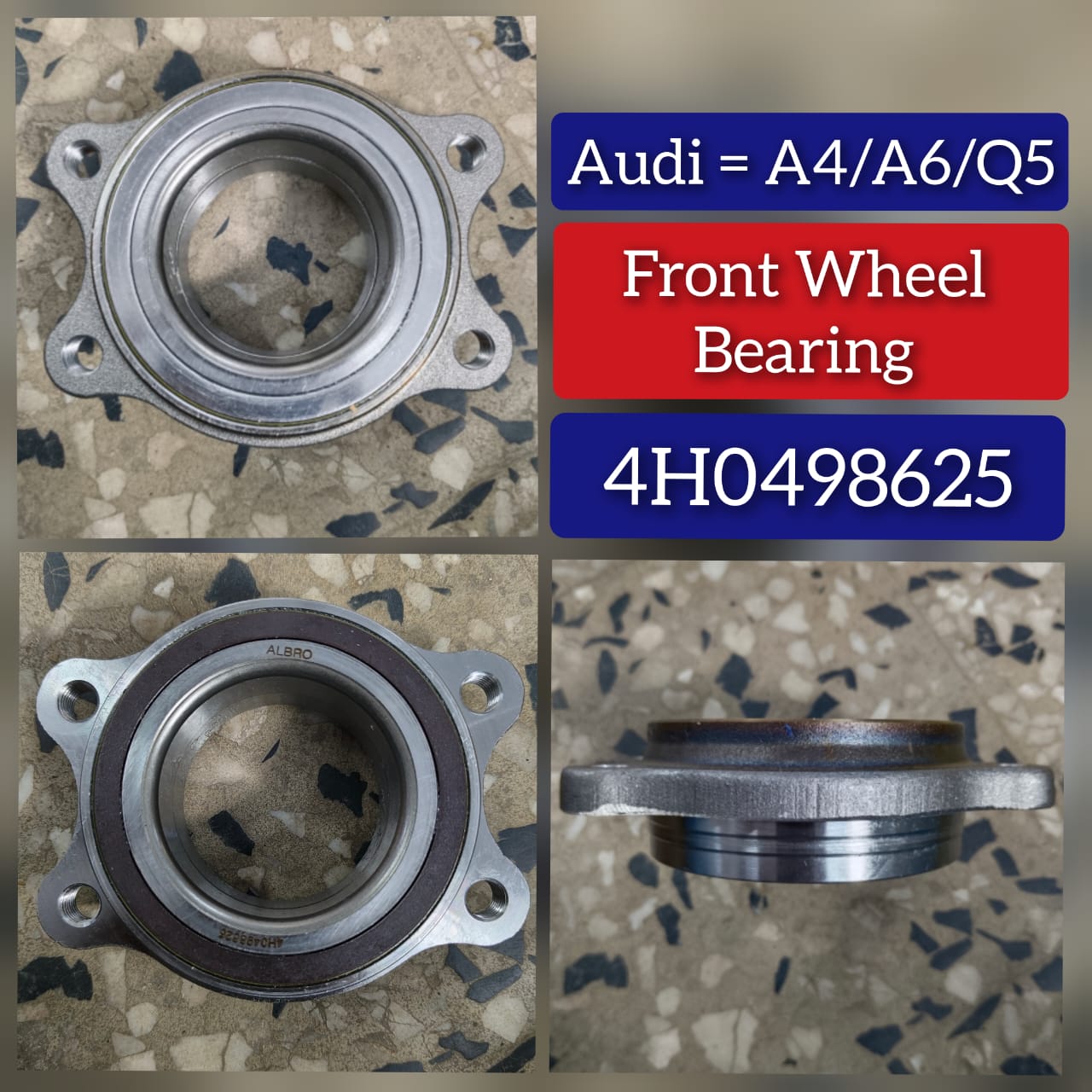 Front Wheel Bearing 8K0407625B & 4H0498625 & 4H0498625A & 8K0407607 Compatible With  AUDI A4 A5 A6 A7 A8 Q5 & PORSCHE MACAN (95B)