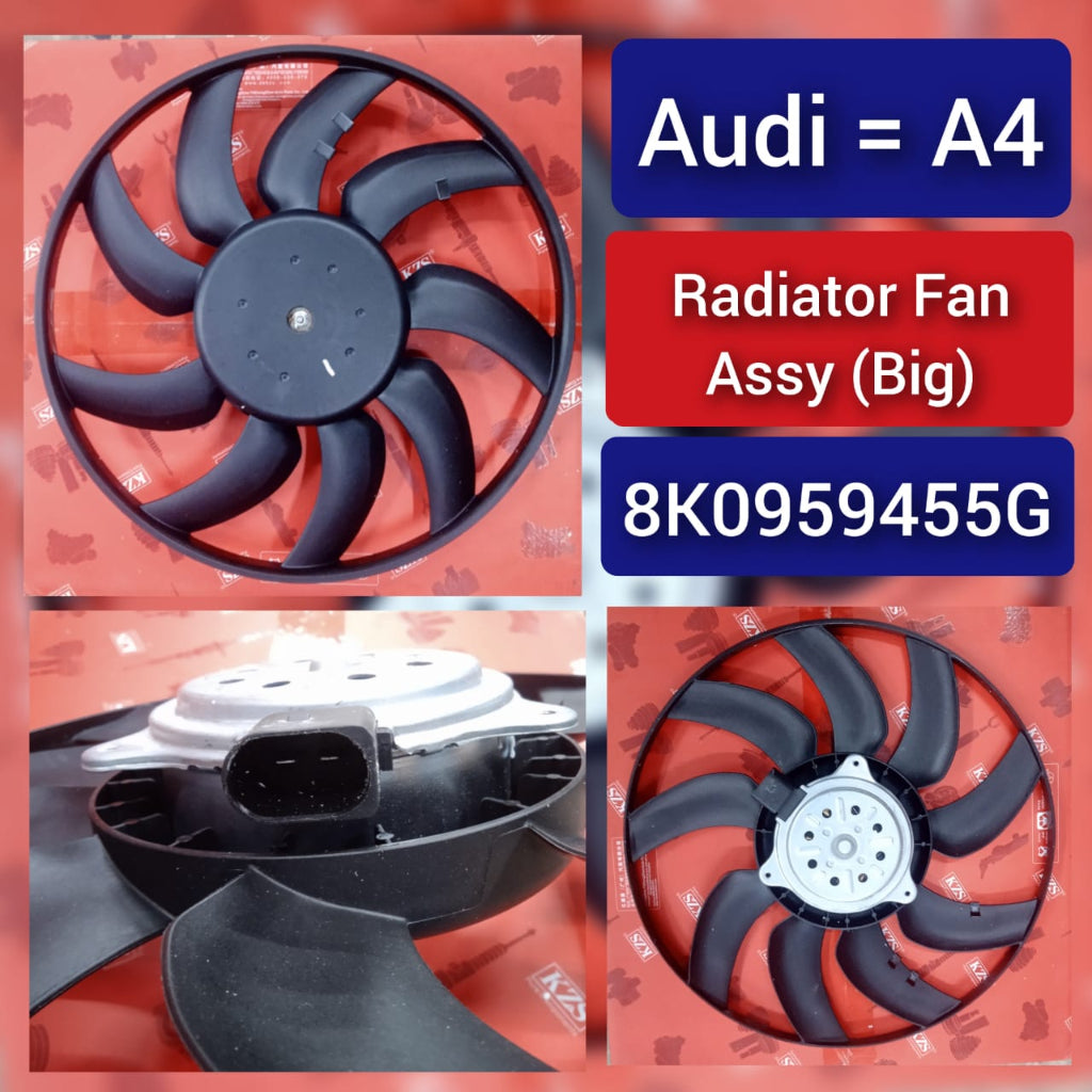 Engine Cooling Fan Motor Fan Assembly (Small) 8K0959455M  8K0959455F Compatible with AUDI A4 B8 (8K2) | A4 / S4 & A6 C7 (4G2, 4GC) | A6 / S6 & A7 Sportback (4GA, 4GF) | A7 / S7 & Q3 & Q5 (8RB)