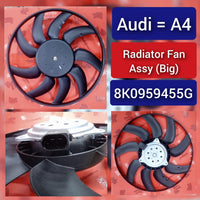 Engine Cooling Fan Motor Fan Assembly (Small) 8K0959455M  8K0959455F Compatible with AUDI A4 B8 (8K2) | A4 / S4 & A6 C7 (4G2, 4GC) | A6 / S6 & A7 Sportback (4GA, 4GF) | A7 / S7 & Q3 & Q5 (8RB)