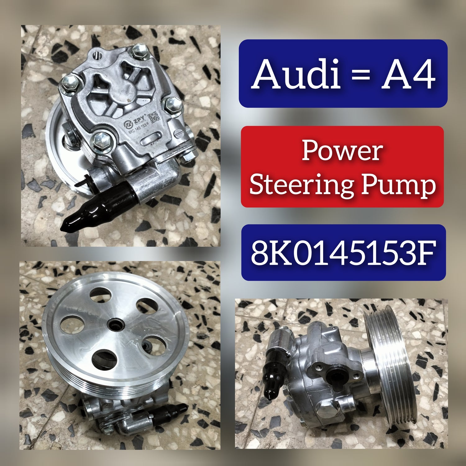 Power Steering Pump 8K0145153F Compatible with AUDI A4 B8 (8K2) | A4 / S4