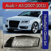Headlight Glass Set Left & Right Compatible With AUDI A5 (2007-2011)