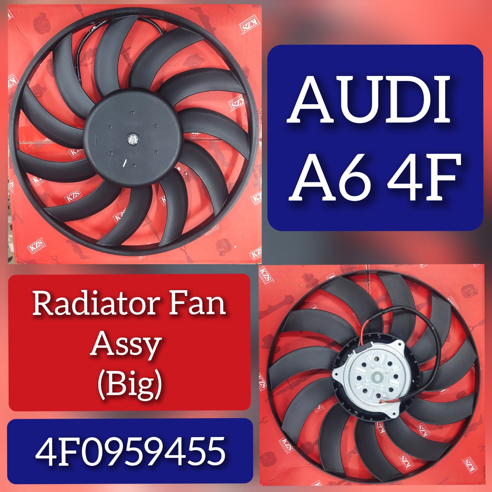 Engine Cooling Fan Motor Fan Assembly (Big) 4F0959455 Compatible With AUDI A6 C6 (4F2) | A6 / S6