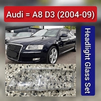 Front Headlight Glass Compatible with  Audi A8 D3 (2004-09)