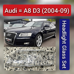 Front Headlight Glass Compatible with  Audi A8 D3 (2004-09)