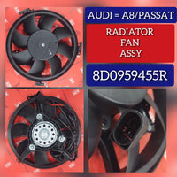 Engine Cooling Fan Motor Fan Assembly (Square Pin ) 8D0959455R Compatible With AUDI A8 & SKODA SUPERB I (3U4) &VW PASSAT