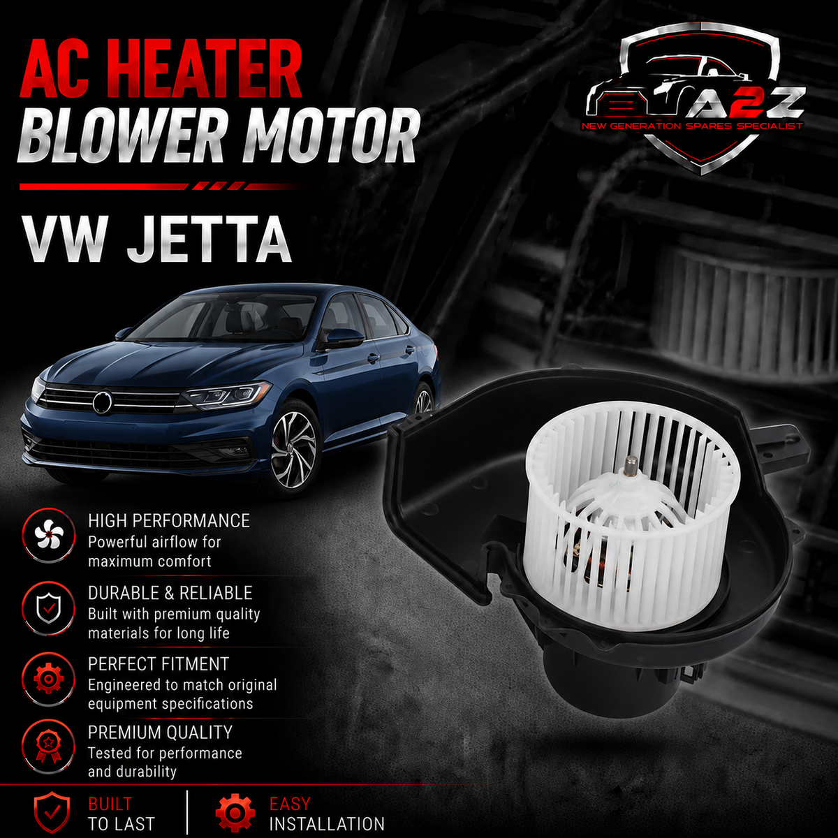 AC Heater Blower Motor 34D819015 34D819015C 6RD819015C Compatible with  VW JETTA Tag-BM-18