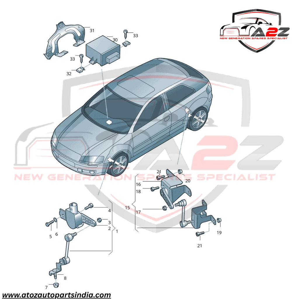Front Headlight Level Sensor 1K0941274B  Compatible With SKODA OCTAVIA II (1Z3) | LAURA