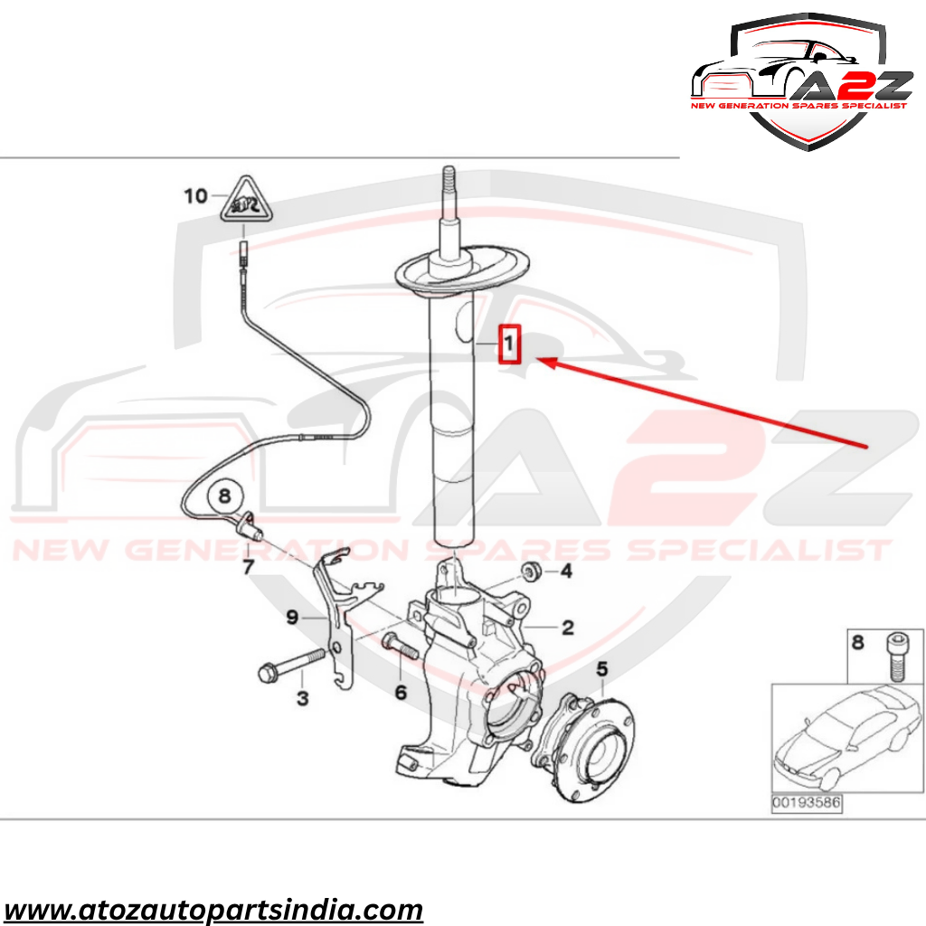 Front (Left & Right Same)  Shock Absorber (ALLUMNIUM) 31326764458 Compatible With BMW 5 Series (E60) (1PCS)