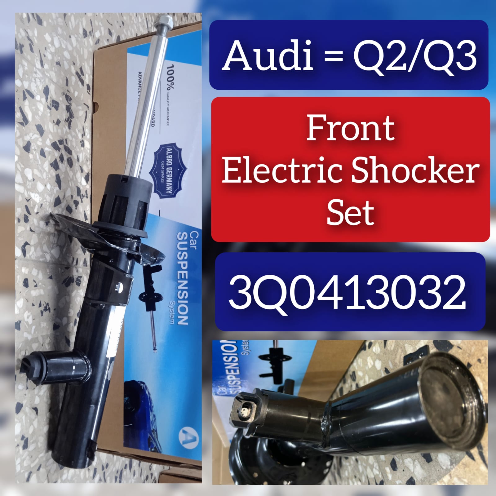 Front Air Suspension Electric Shock Absorber Strut 3Q0413032 Compatible With AUDI A3 Limousine (8VS, 8VM) | A3 / S3 & Q2 (GAB, GAG) & SKODA KODIAQ I (NS6, NS7, NV7) & OCTAVIA III (5E3, NL3, NR3) & SUPERB III (3V3) & VW GOLF VII Van (5G1)