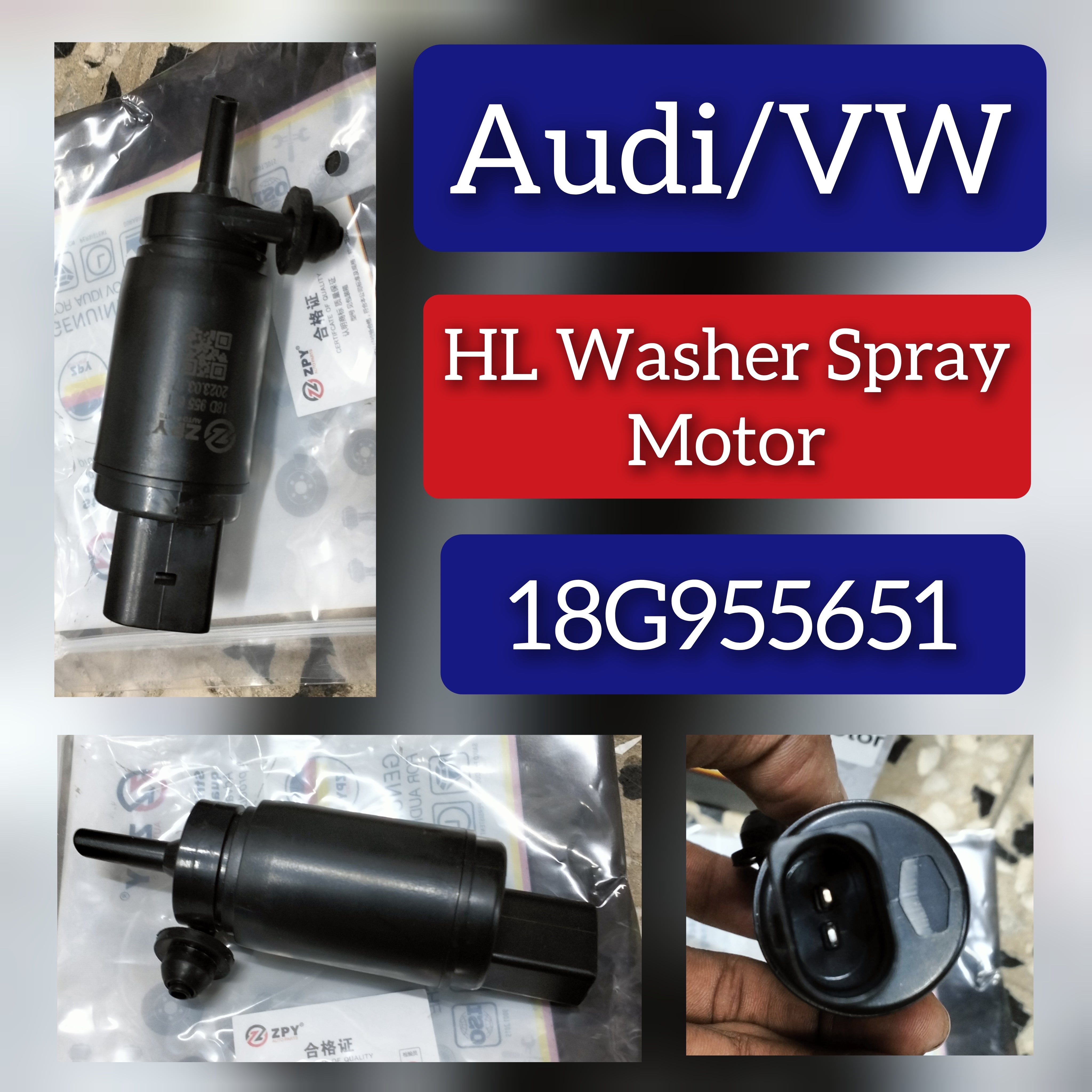 Wiper Washer Pump Motor 18G955651 Compatible With AUDI A3 A4 A5 A6 A7 A8 R8 TT & VW