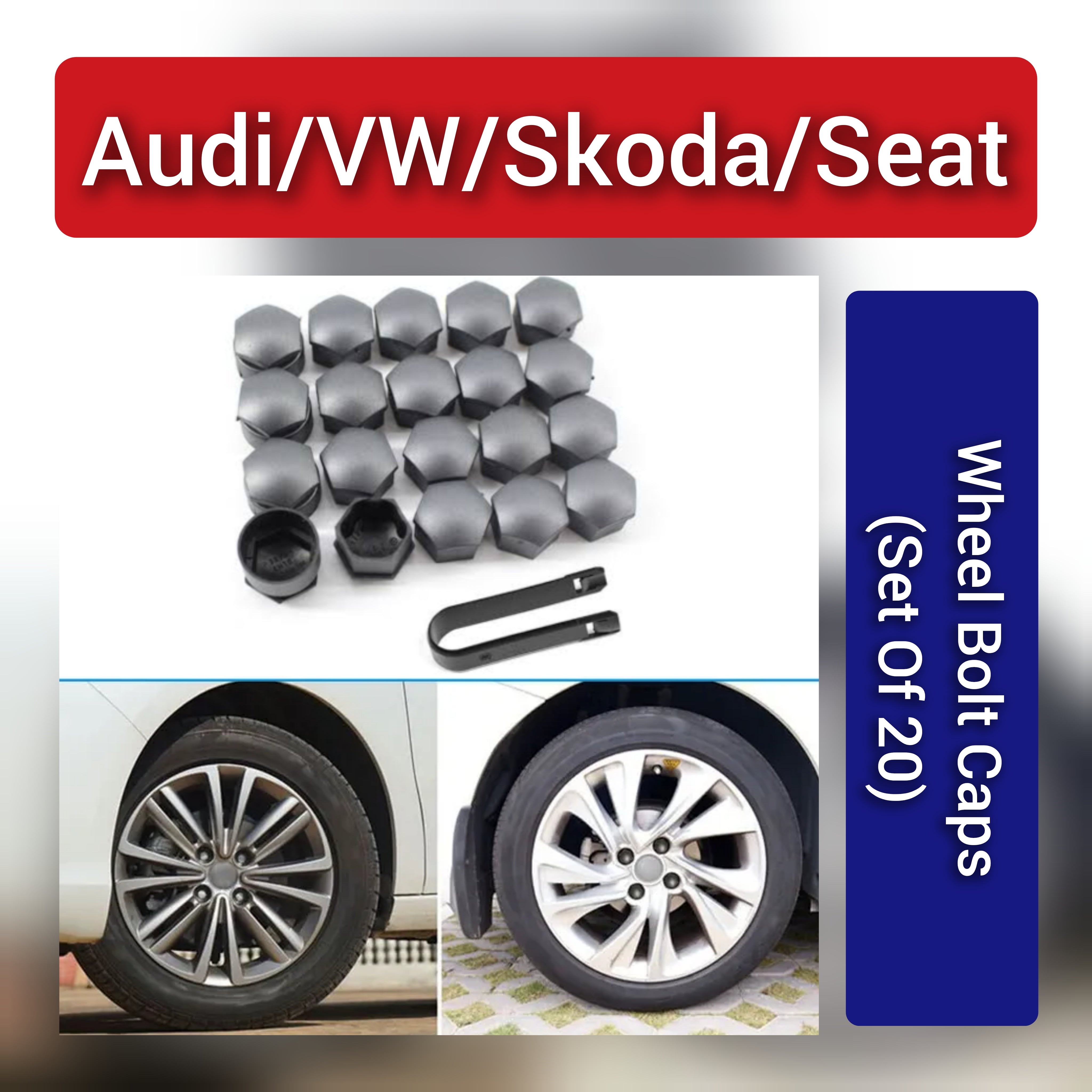 Wheel Bolt Caps (Set Of 20)  Compatible with AUDI & VW & SKODA & SEAT