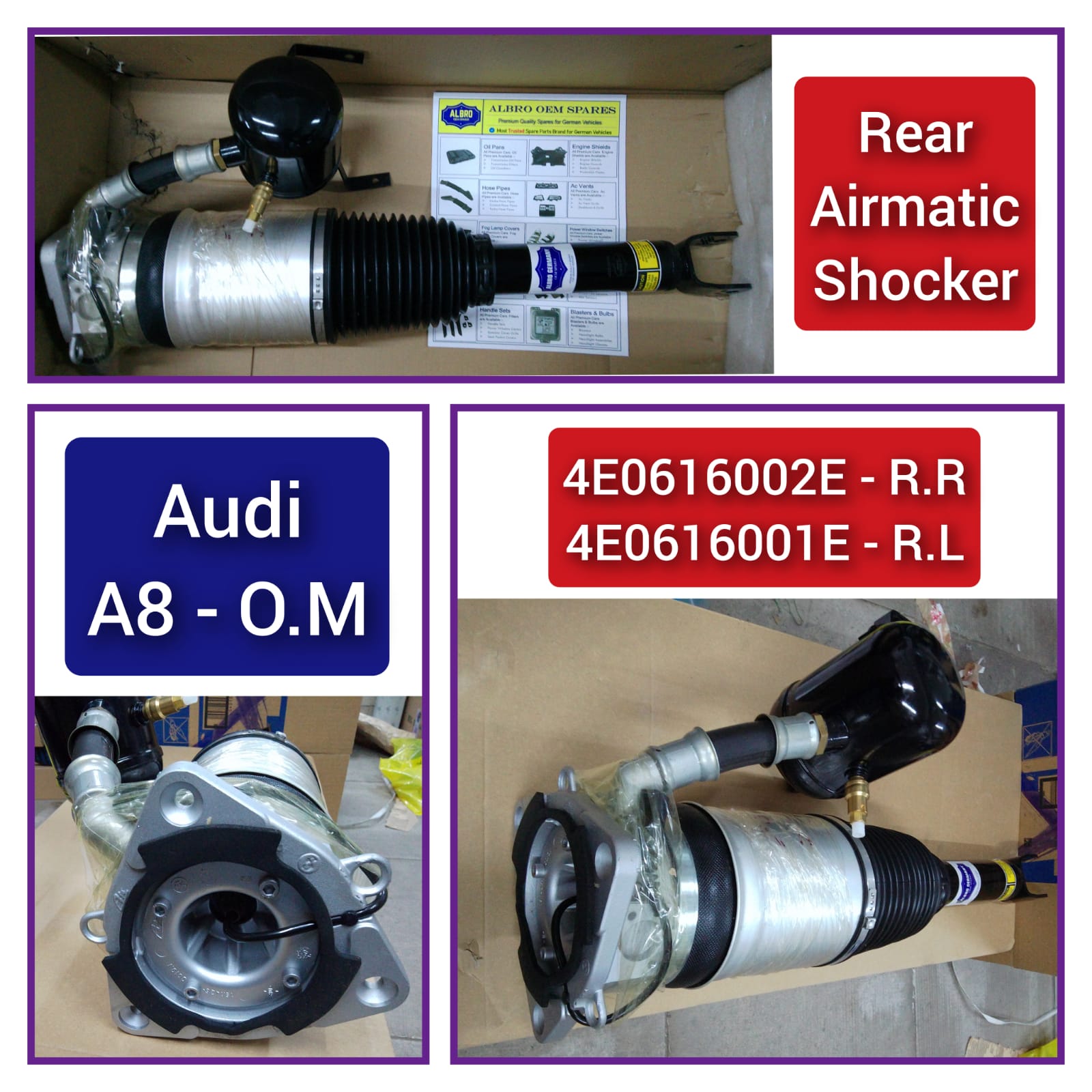 Rear Right Air Suspension Shock Absorber Strut 4E0616002E  4E0616002D  4E0616002R  Compatible With AUDI A8 D3 (4E2, 4E8) | A8 / S8 | A8L & VW PHAETON 3D1, 3D2