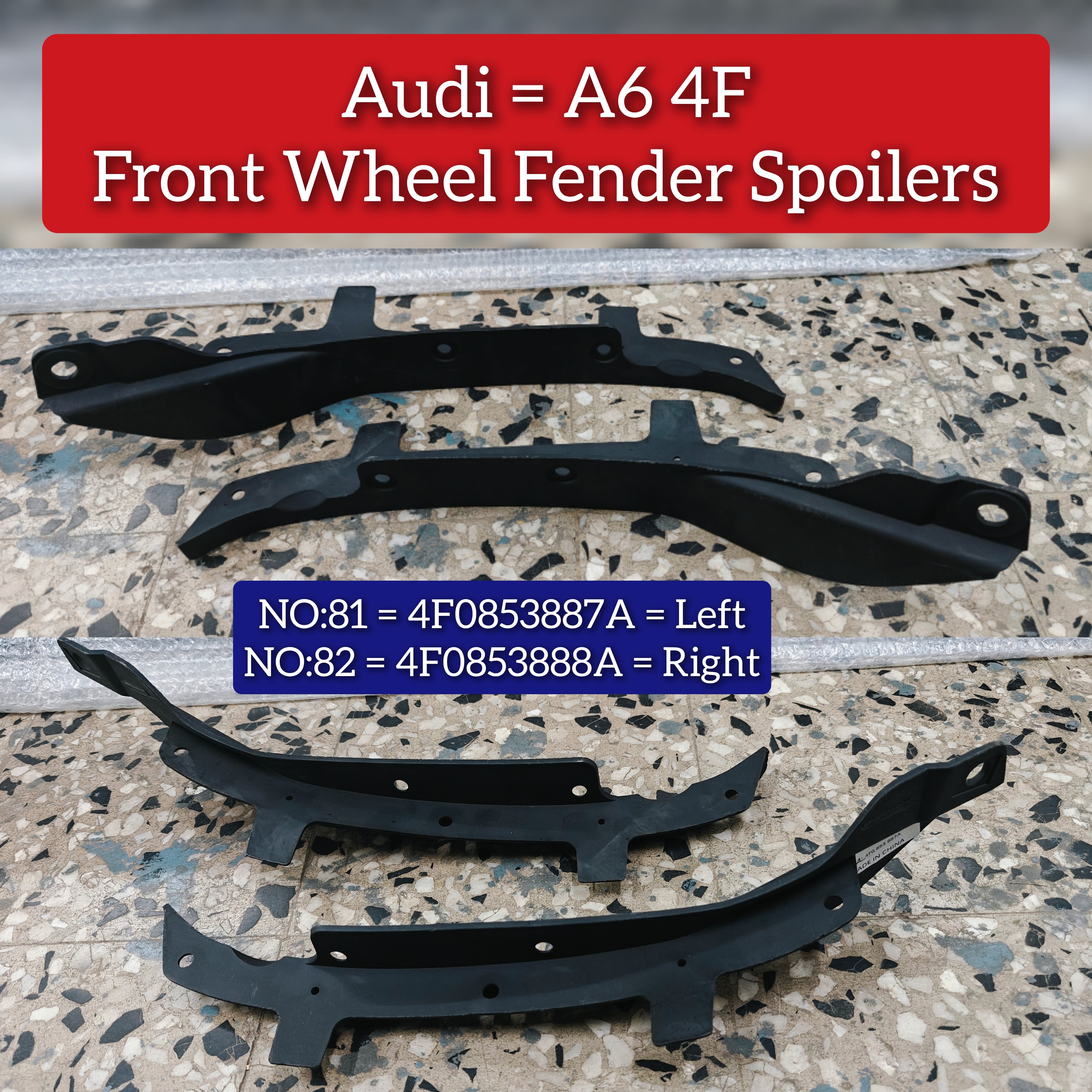 Front Wheel Fender Spoilers Right 4F0853887A & Left 4F0853888A Compatible With Audi A6 4F Tag-81 & 82