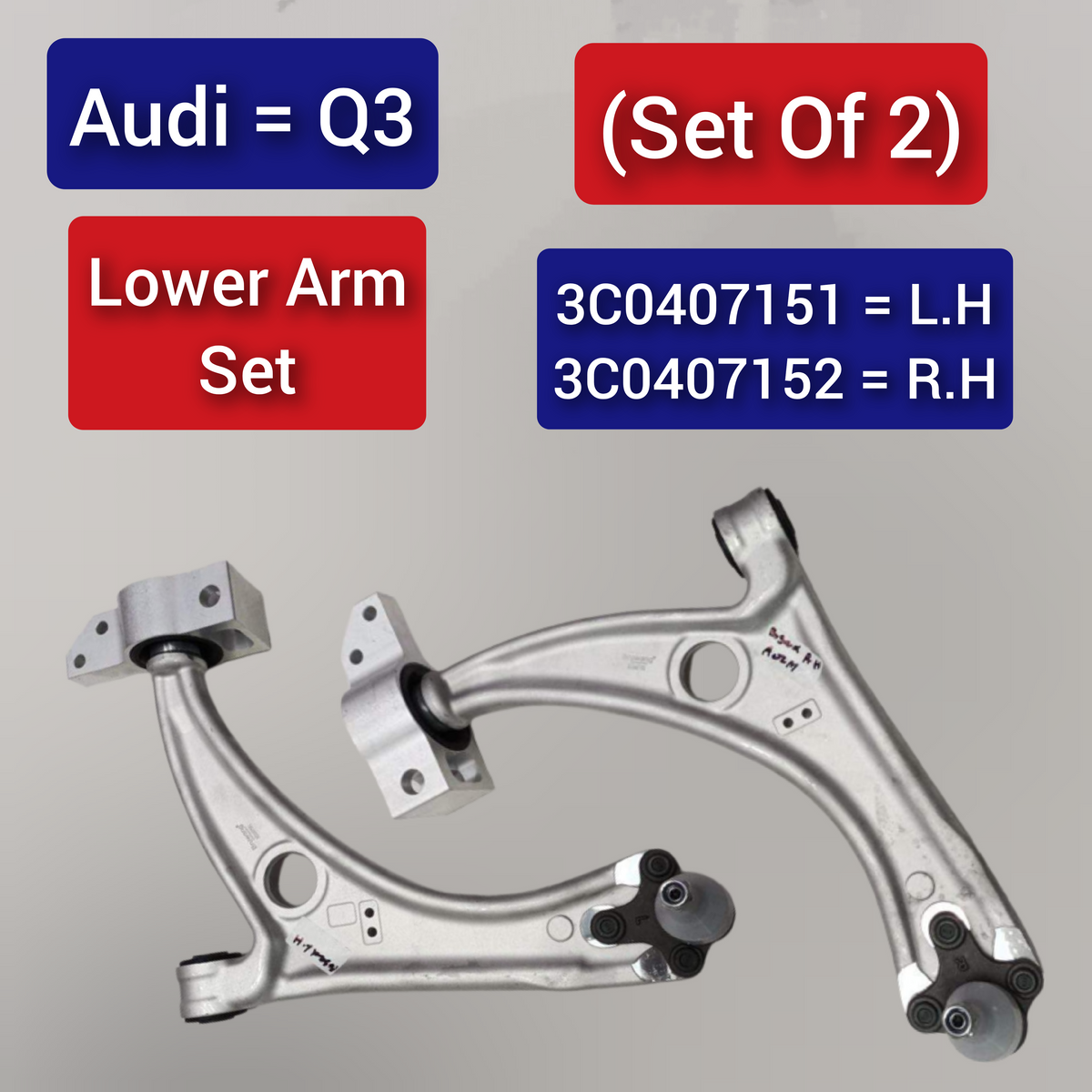 Front Lower Control Arm (Set Of 2) Left 3C0407151  & Right 3C0407152 Compatible with AUDI Q3 (8UB, 8UG)