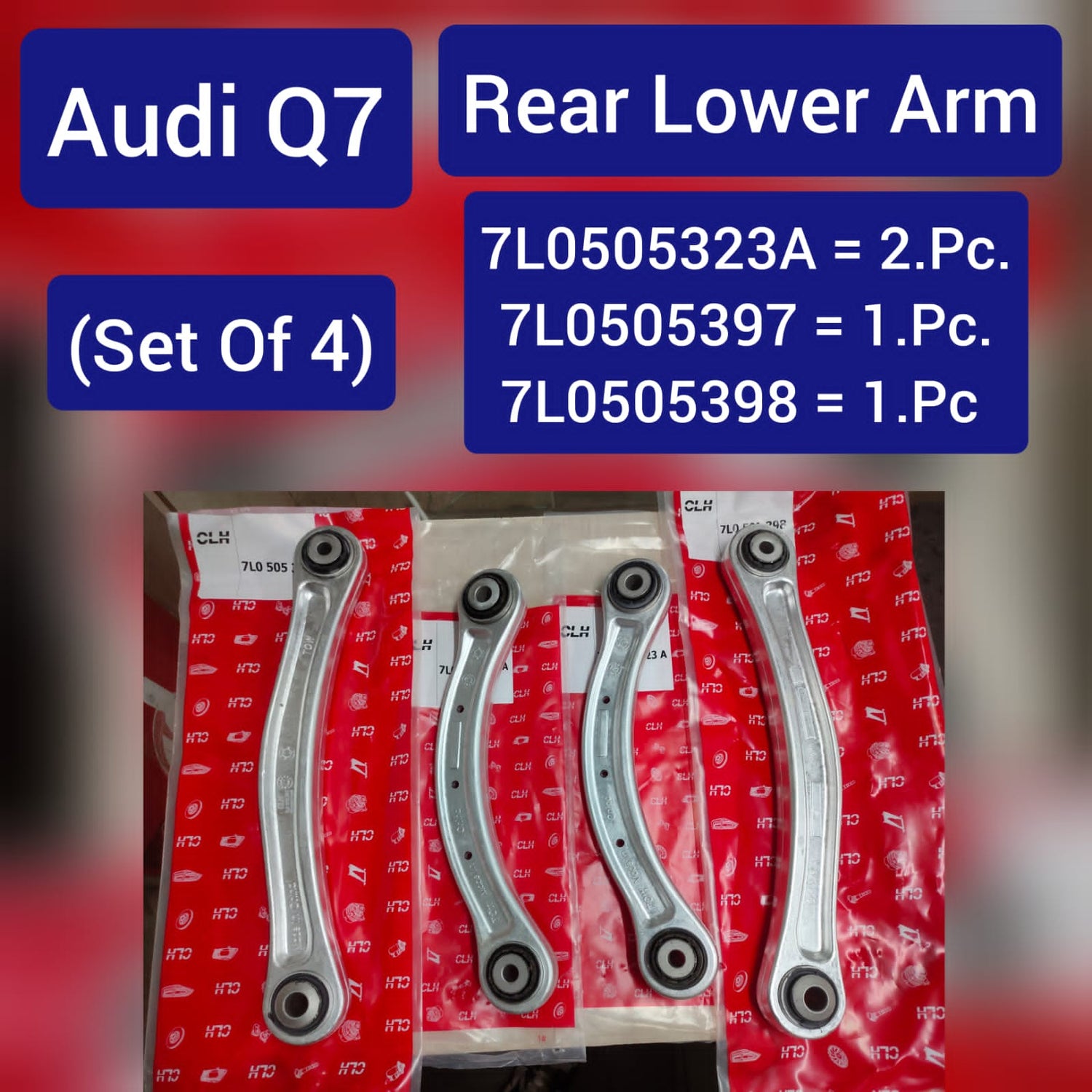 Rear Lower Control Arm (Set Of 4) 7L0505323A 7L0505323A 7L0505397 7L0505398 7L0501537B 7L0505554 Compatible with AUDI Q7 (4LB)