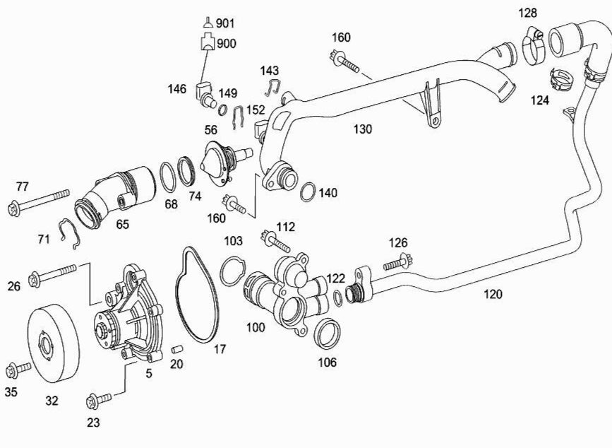 Engine Coolant Thermostat Housing 2712001256 For MERCEDES-BENZ C-CLASS W203 W204 & E-CLASS W211 Tag-E-07
