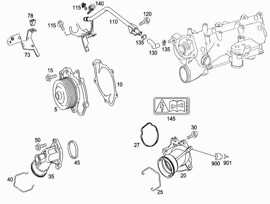 Elbow (Thermostat) 6422001615 6422002215 For MERCEDES-BENZ E-CLASS W212 Tag-E-19