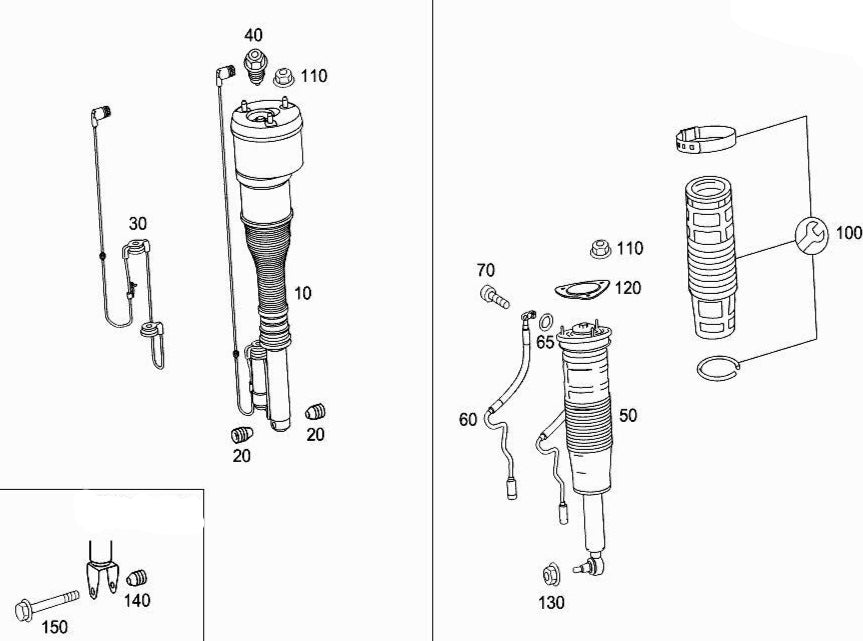 Front Air Suspension Shock Absorber Strut 2213204913 2213203513 2213204613 Compatible With MERCEDES-BENZ S-CLASS (W221, V221)