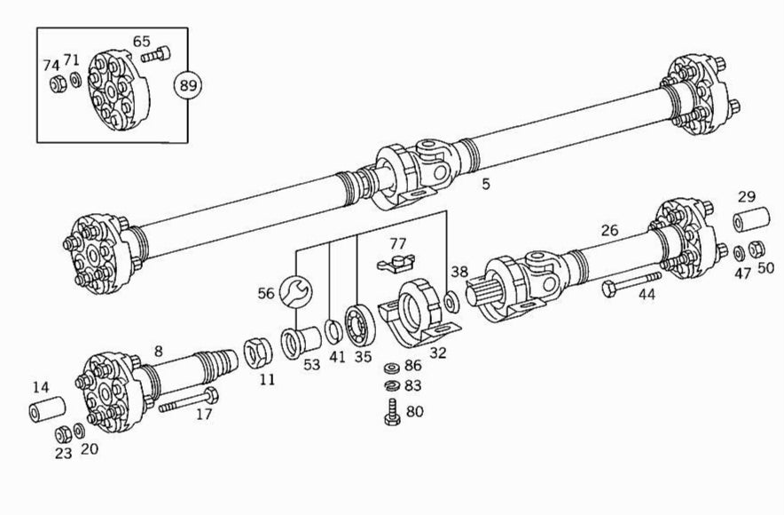 Drive Shaft Center Support Bearing A0089814325 Compatible With MERCEDES-BENZ C-CLASS W203 & SL R230