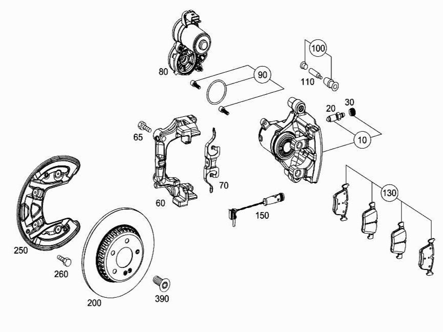 Rear Wheel Brake Actuator - Right Side A0009061303 0009061303 Compatible With MERCEDES-BENZ C-CLASS W205 Tag-PM-10
