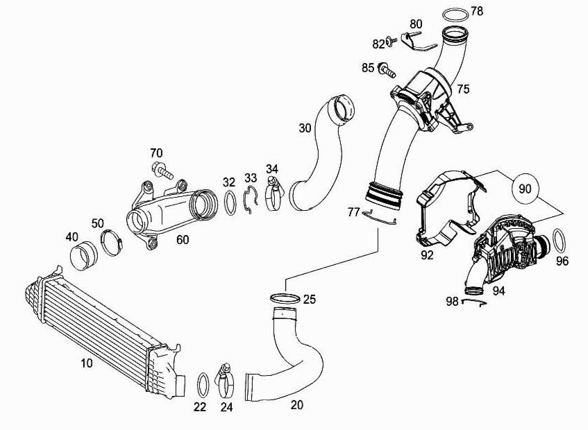 Charger Hose Pipe 2215281482 For Mercedes S-Class W221 Tag-H-53
