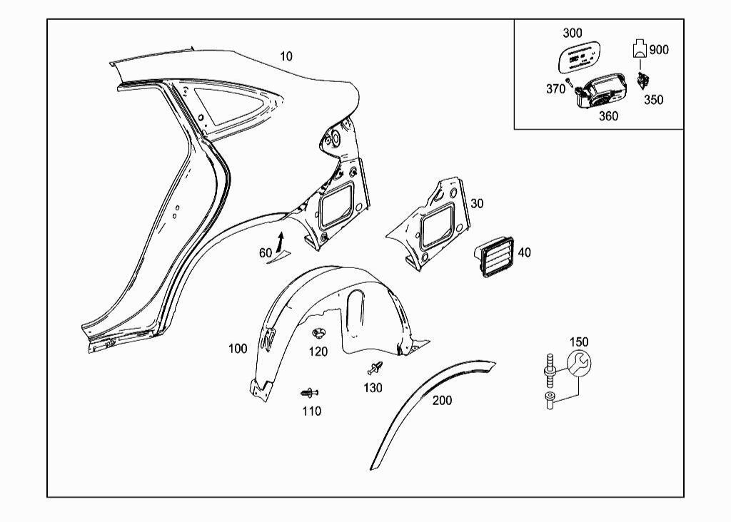 Rear Left  Wheel Arch (EYEBROW) A2928852122  2928852122 Compatible With MERCEDES BENZ GLE W292 2015-2018 Tag No.63