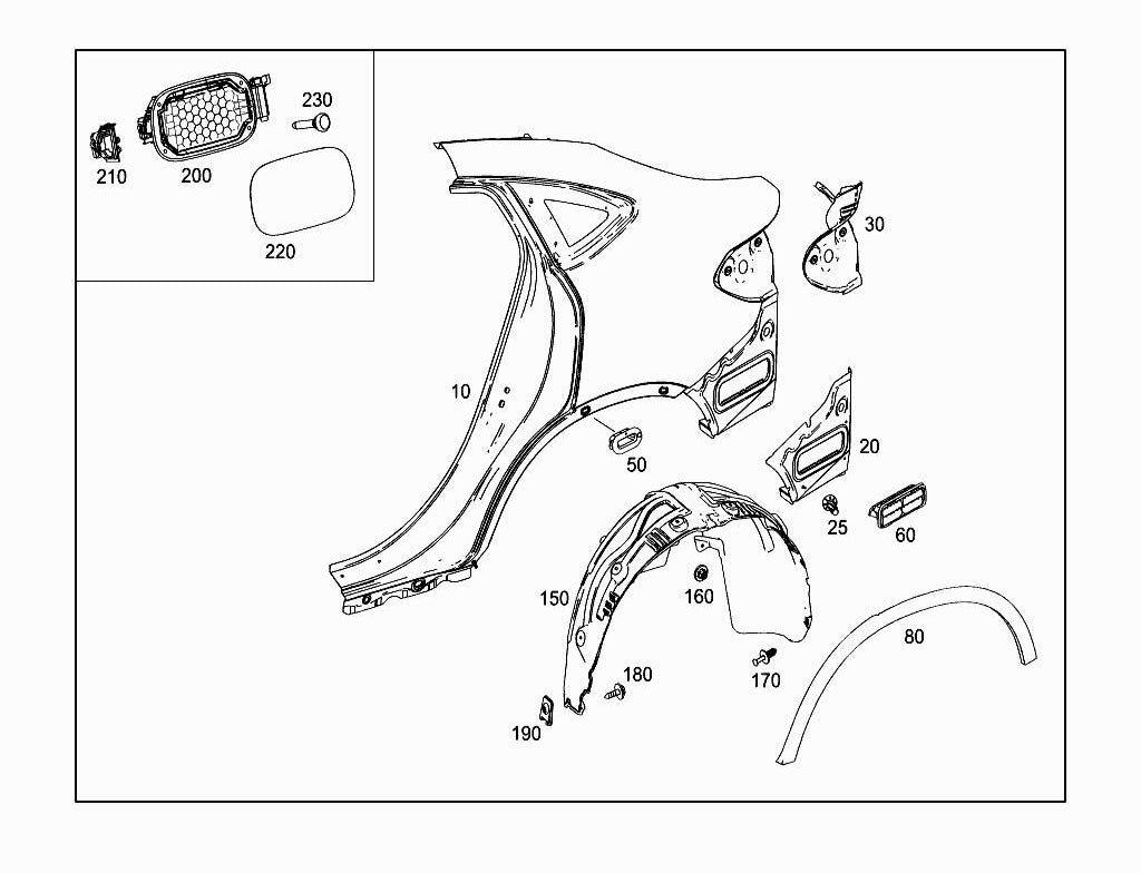 Rear Left Wheel Arch (EYEBROW) 2538850722 Compatible With MERCEDES BENZ GLC X253 2016-2022 Tag No.11