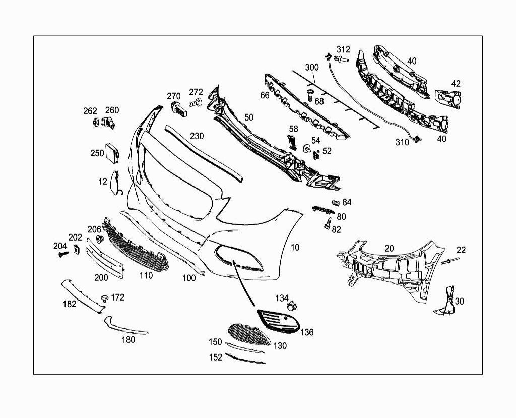 Front Bumper Grill 2058851065 Compatible with MERCEDES-BENZ C-CLASS W205 (2015-23)