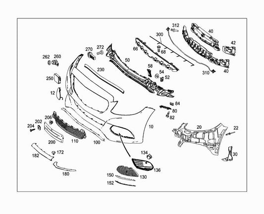 Front Bumper Grill 2058851065 Compatible with MERCEDES-BENZ C-CLASS W205 (2015-2023) Tag No.112