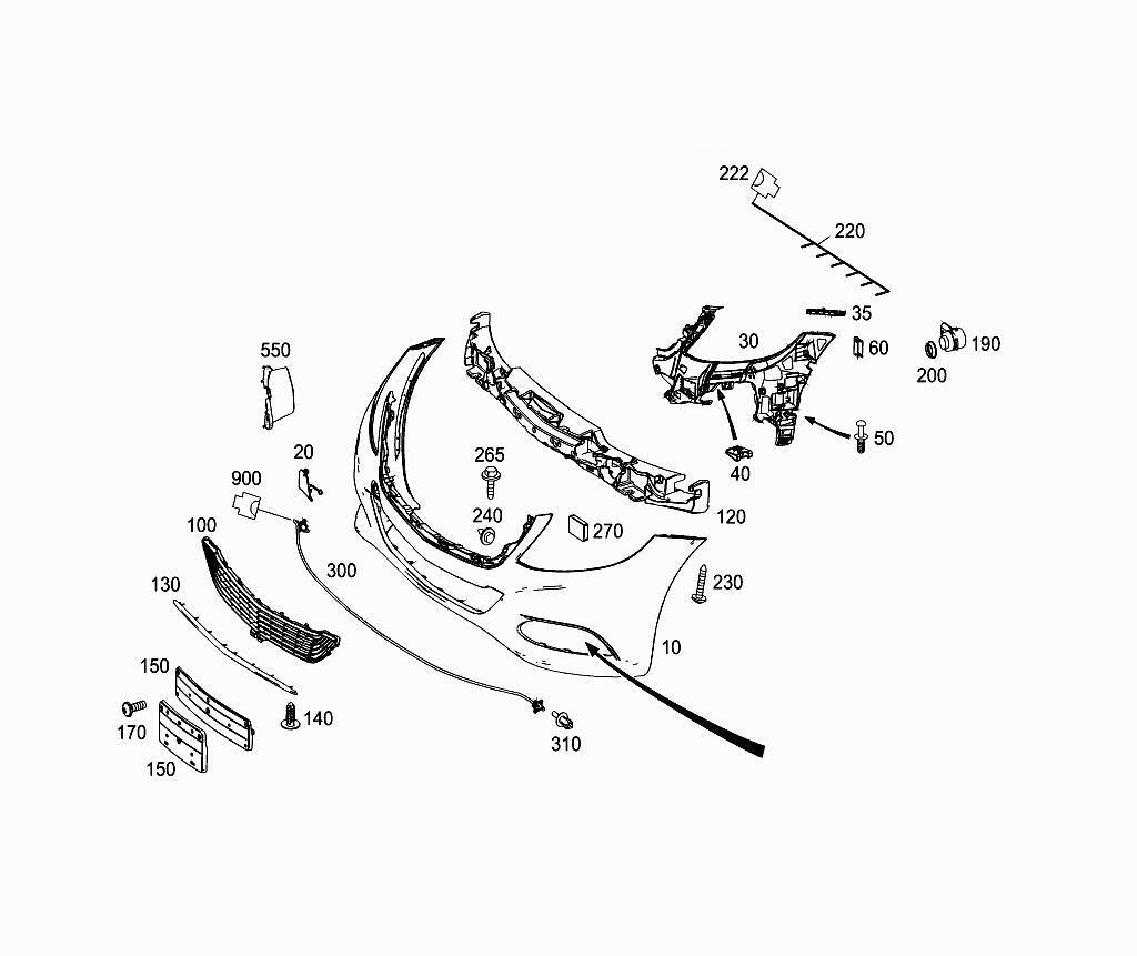 Front Bumper Chrome 2228854900 Compatible with MERCEDES-BENZ E-Class W222 (2018-20)