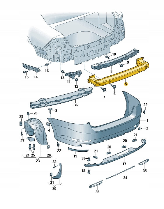 Rear Bumper Member 3V5807305A/B Compatible With Skoda Superb (2015-2023)