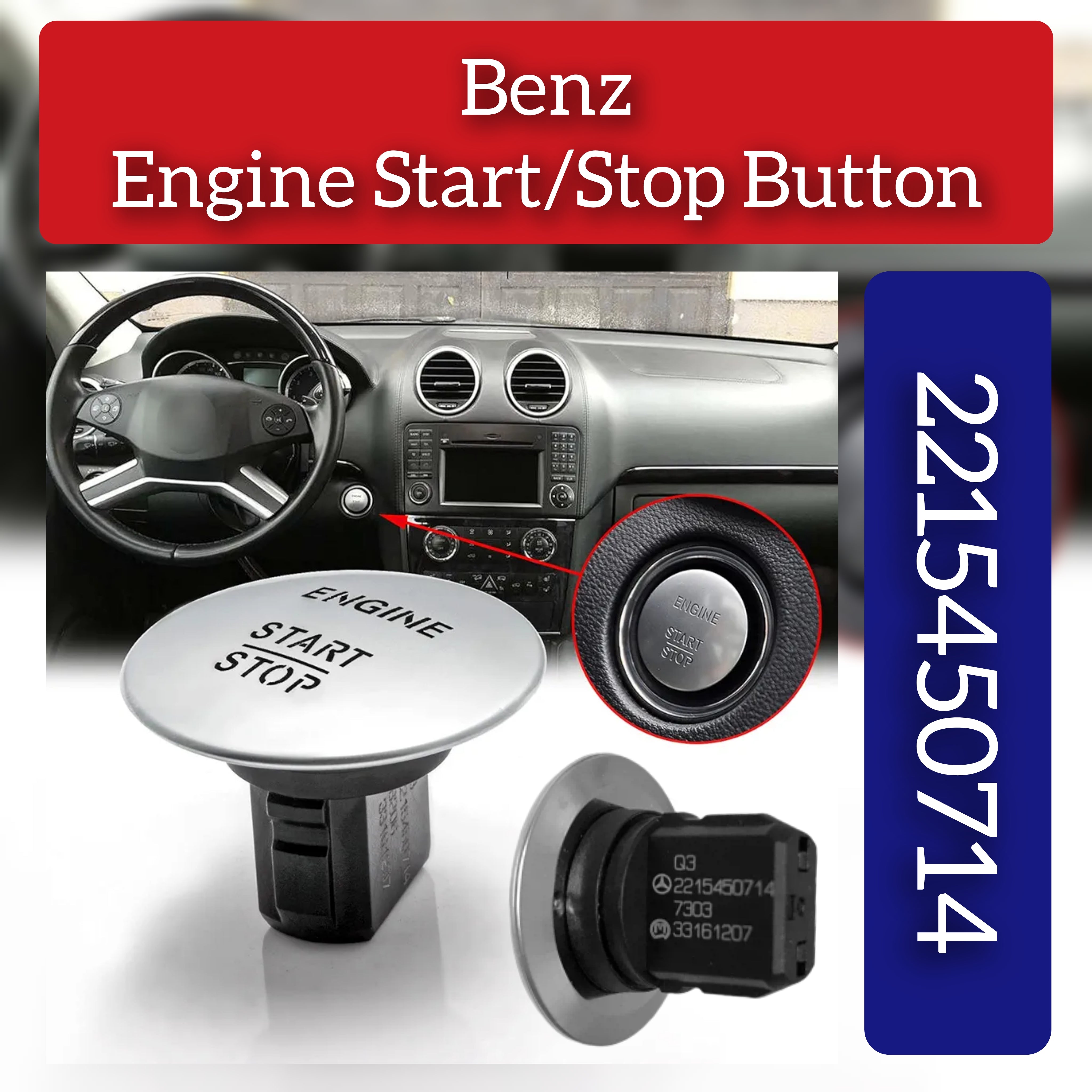 Engine Start / Stop Button 2215450714 2215450514 A2215450714 A2215450514 Compatible With Mercedes-Benz