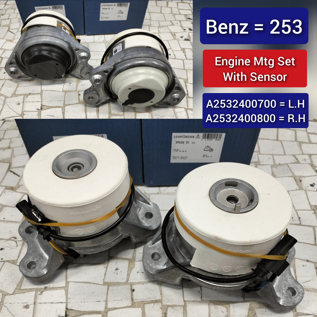 Engine Mount Set With Sensor Compatible With MERCEDES-BENZ GLC X253  Engine Mount Left A2532400700 & Right A2532400800