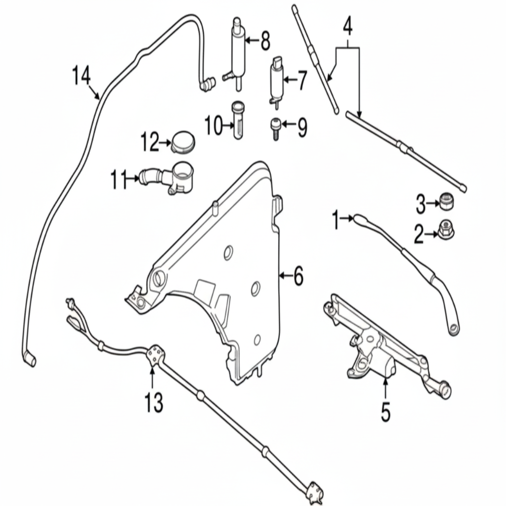 Wiper Bottle 61667241672 Compatible With BMW & 2 Coupe (F22, F87) & 2 Gran Coupe (F44) & 3 (F30, F80) & 3 Gran Turismo (F34) & 4 Coupe (F32, F82) Tag No.94