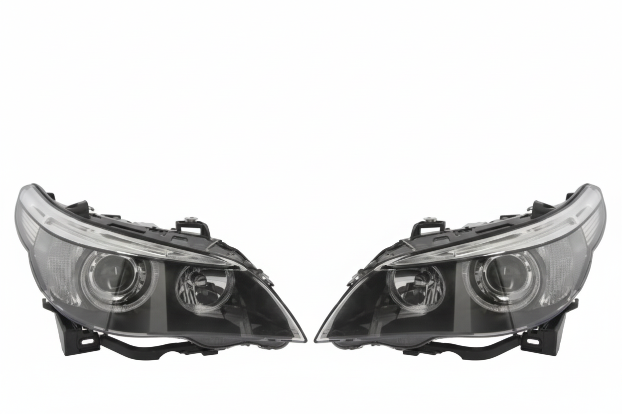Complete Headlight Assembly ( Bi-Xenon LED) Left 63127160193 & Right 63127160194 Compatible With BMW E60 E61 (Old) 2003-2010