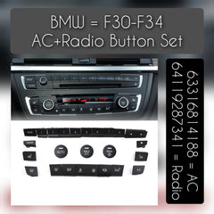AC & Radio Button (Set Of 24) 63316814188 (AC) & 64119287341 (RADIO) Compatible with BMW 3 Series (F30, F80) & 3 Gran Turismo (F34)