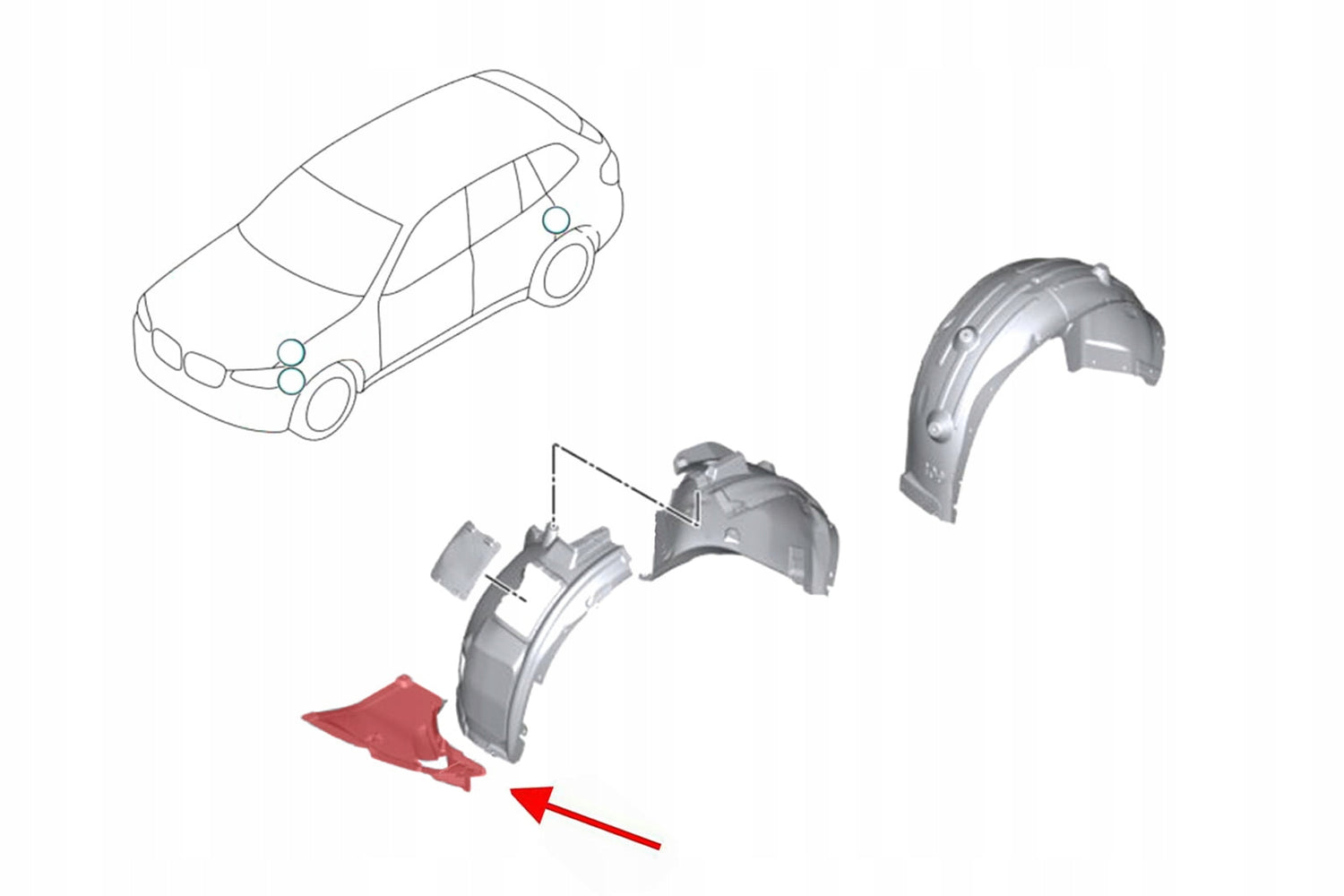 Front Left Lower Wheel Arch Cover 51717496475 Compatible With BMW For X3 G08 (2018-22)