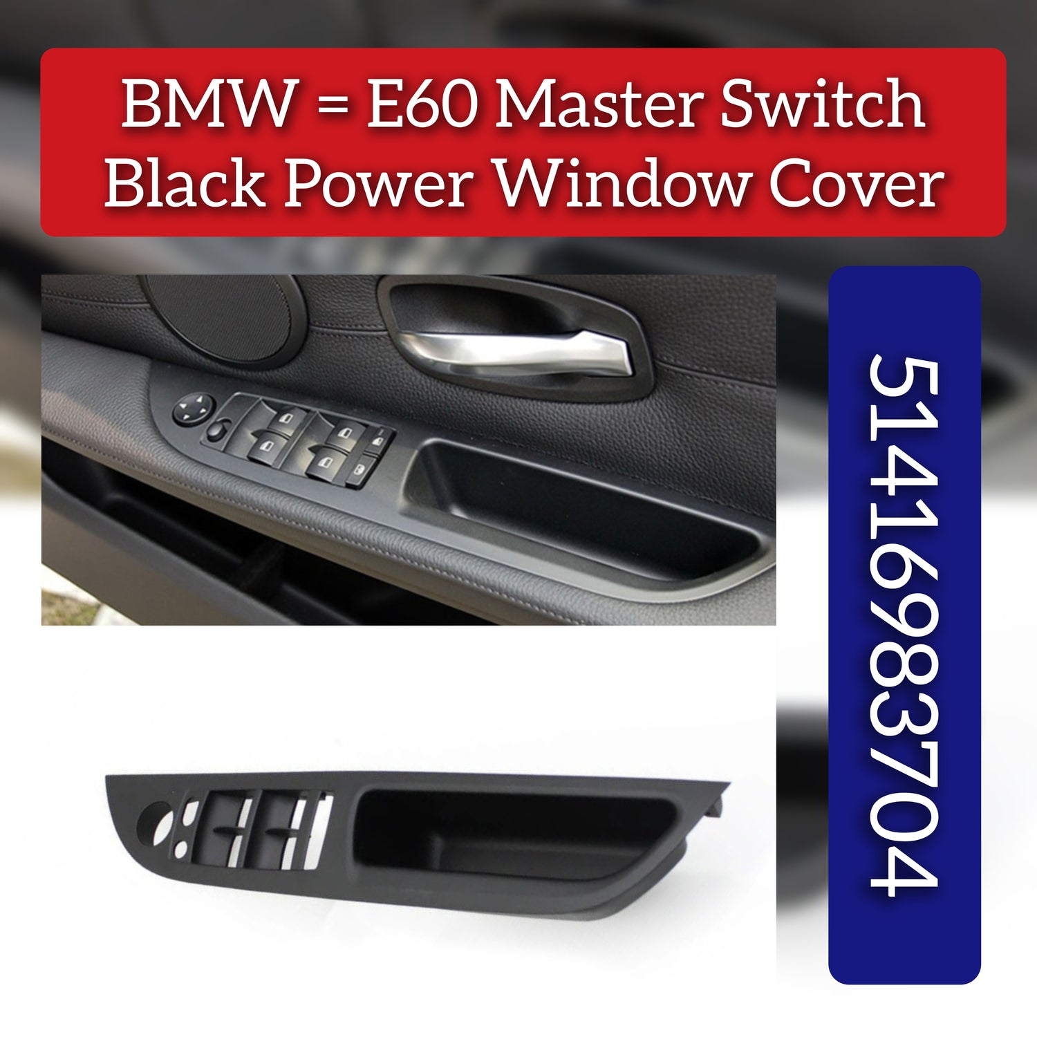 Master Switch Black Power Window Cover 51416983704 Compatible With BMW  5 SERIES E60 2006-2010