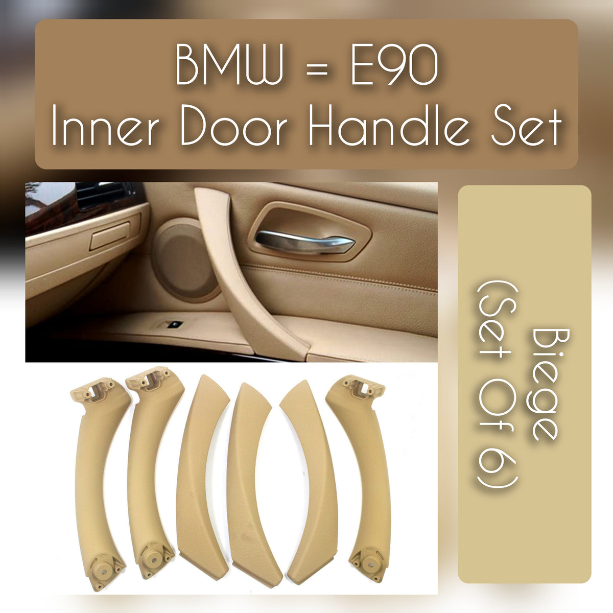 Interior handle set for BMW 3 Series E90: This stylistically designed interior handle besides giving elegance to your car makes the grip soft and easy, which in turn enhances the feeling of driving.