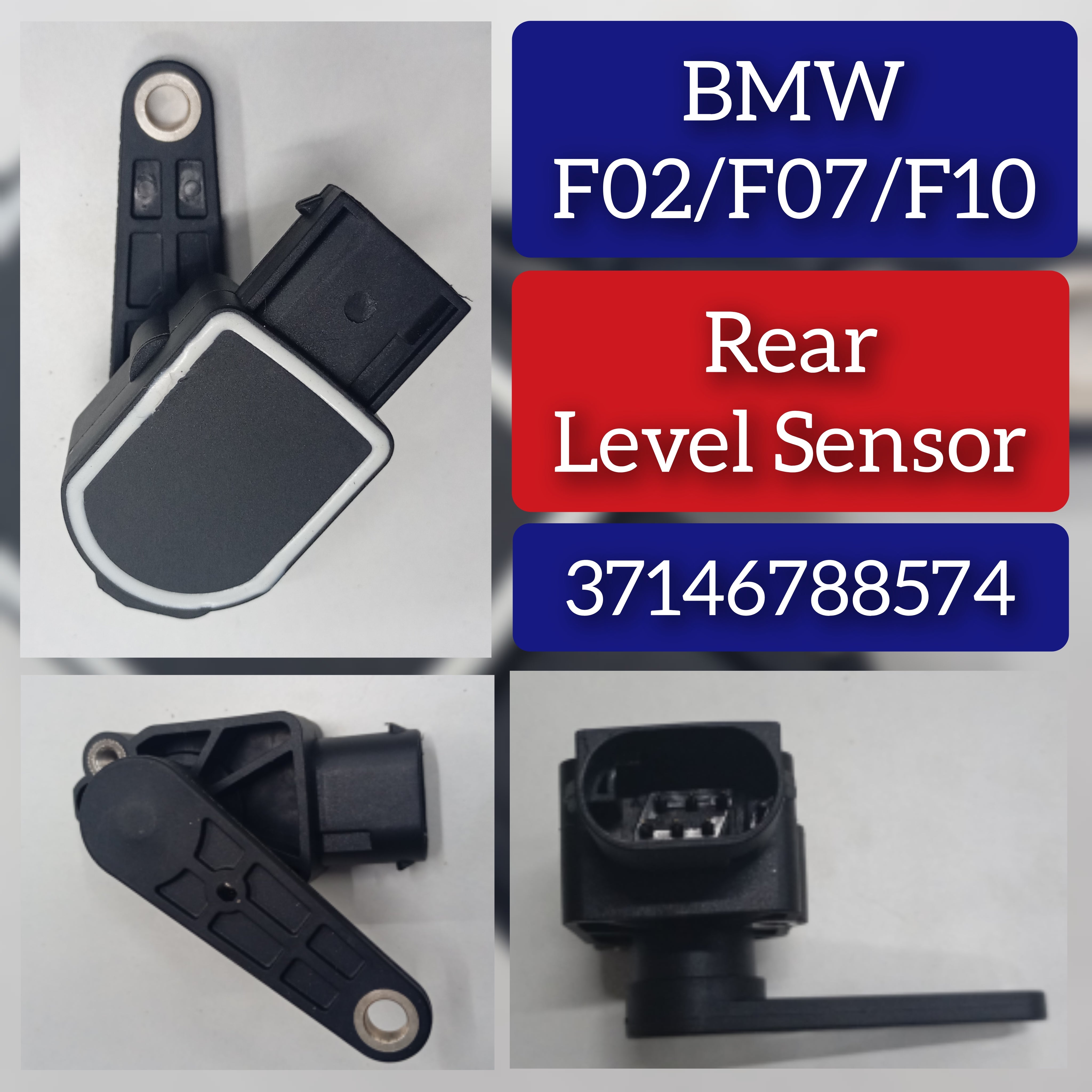 Rear Level Sensor 37146788574  Compatible With BMW 5 Series (F10) & 5 Series Gran Turismo (F07) & 6 Series Convertible (F12)7 6 Series Coupe (F13) & 7-Series (F01, F02, F03, F04)